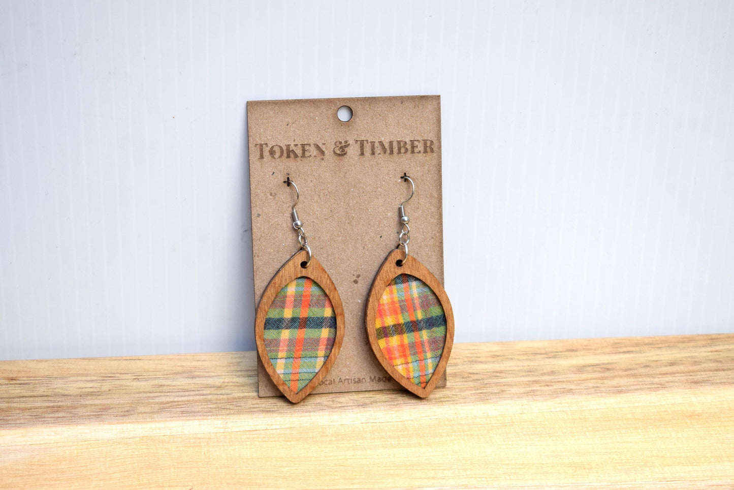 Retro Plaid Recycled Fabric Earrings