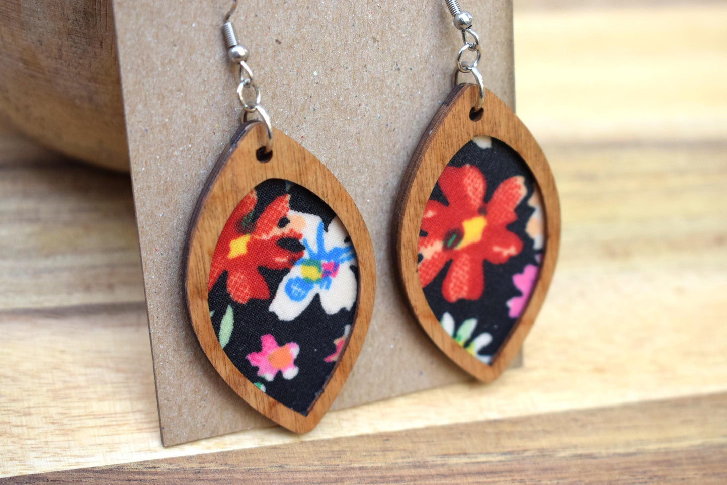 Bold Floral Recycled Fabric Earrings