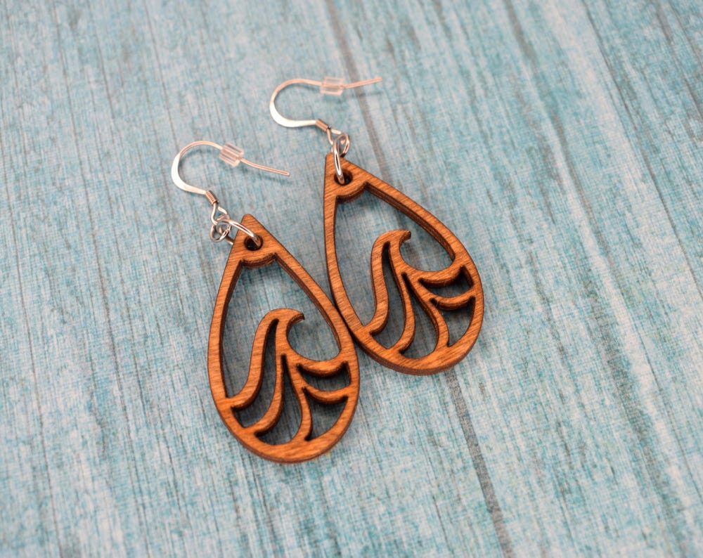 Wave Wood Earrings