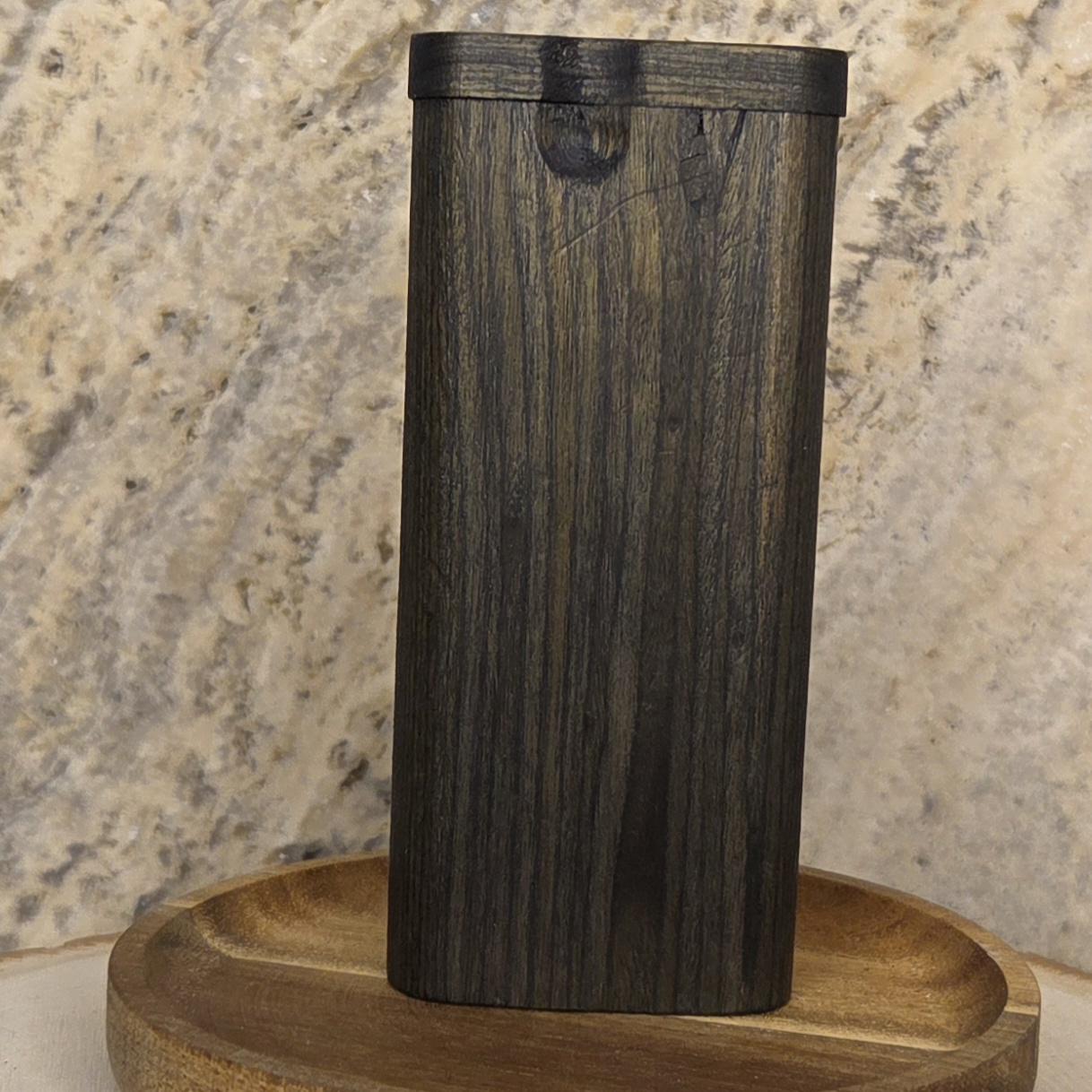 Midnight Blue Over Green Stained Wood Dugout Stash Box with Pick and One Hitter