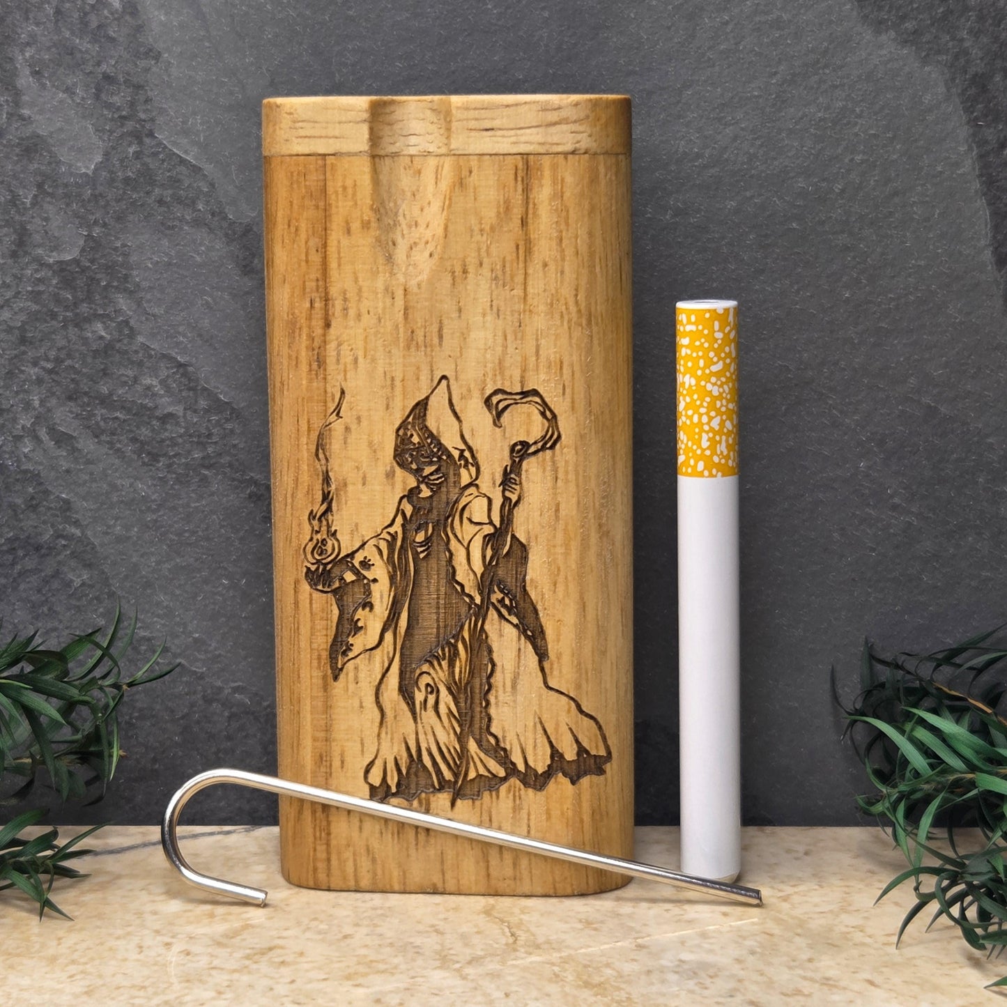 Wood Dugout Stash Box with Pick and One Hitter - Magician