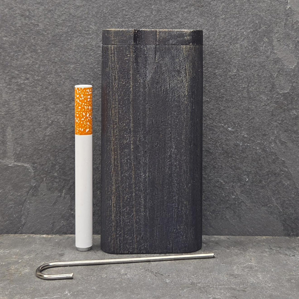 Wood Dugout Stash Box with Pick and One Hitter - Midnight Blue Stained