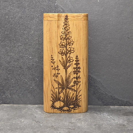 Wood Dugout Stash Box with Pick and One Hitter - Lavender