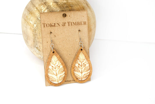 Folk Branch Recycled Fabric Earrings