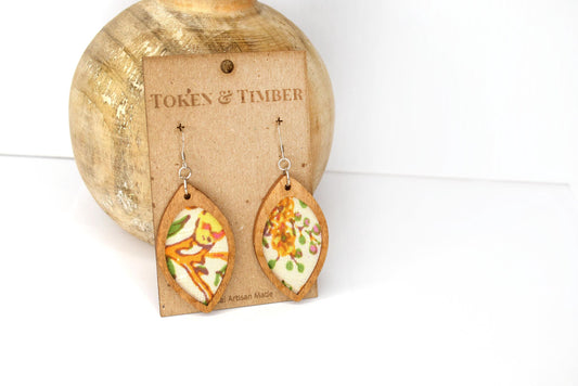 Vintage Branch Recycled Fabric Earrings