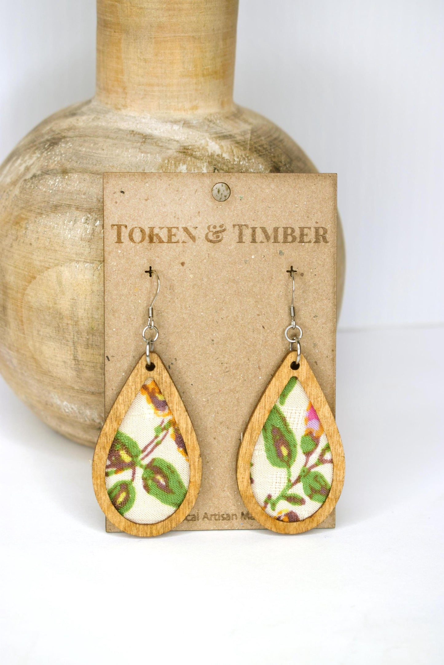 Vintage Branch Recycled Fabric Earrings