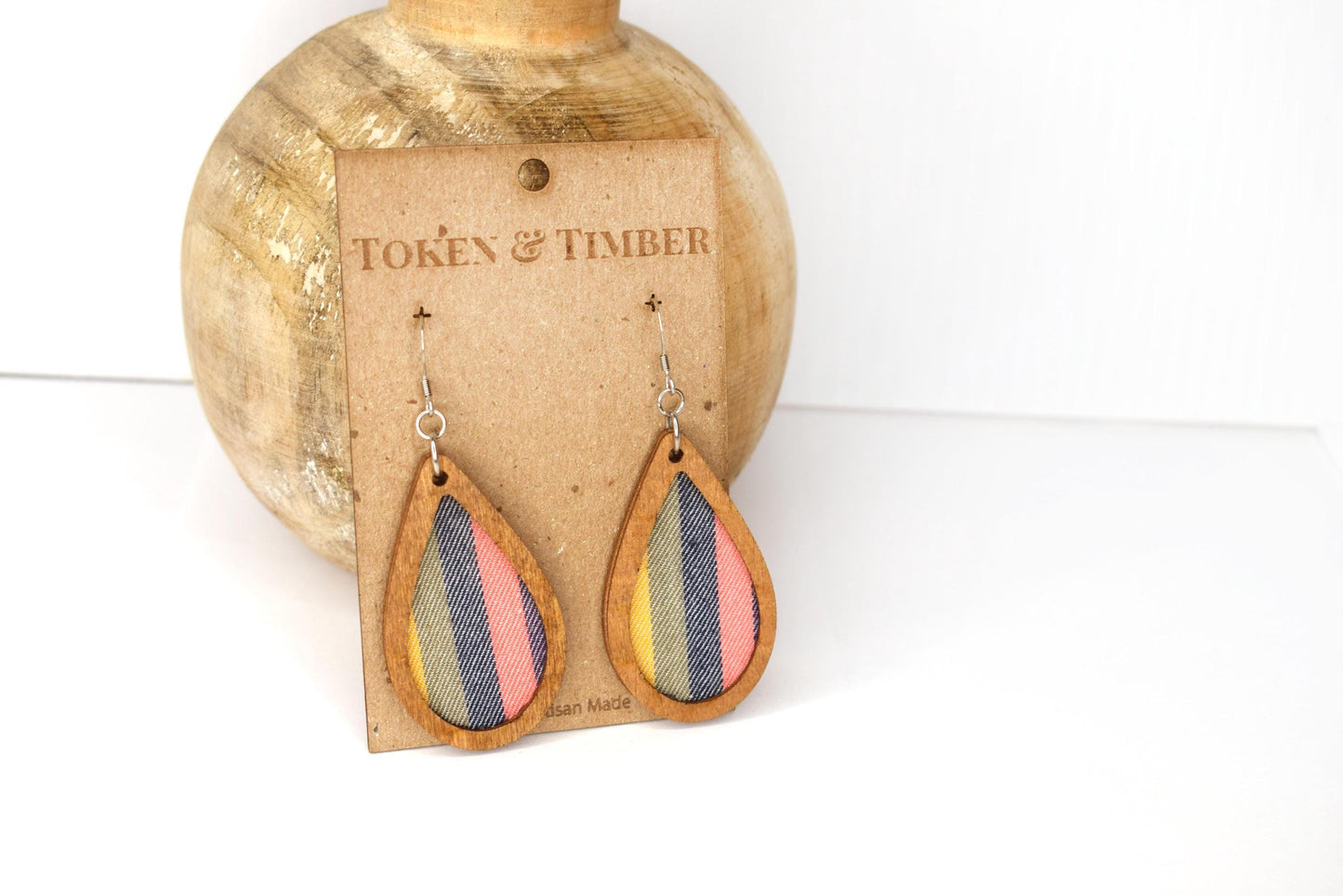 Beachy Stripe Recycled Fabric Earrings