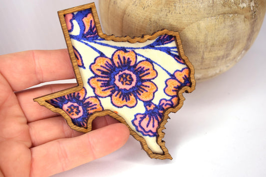 Texas State Magnet with Recycled Fabric