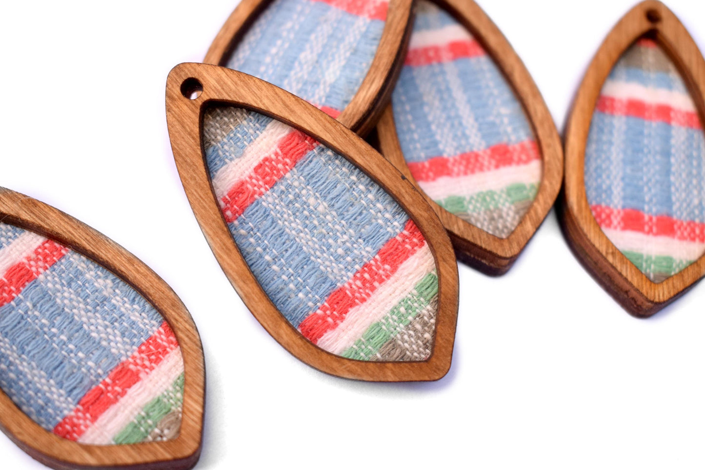 Retro Woven Recycled Fabric Pendant Lot 5 pcs
