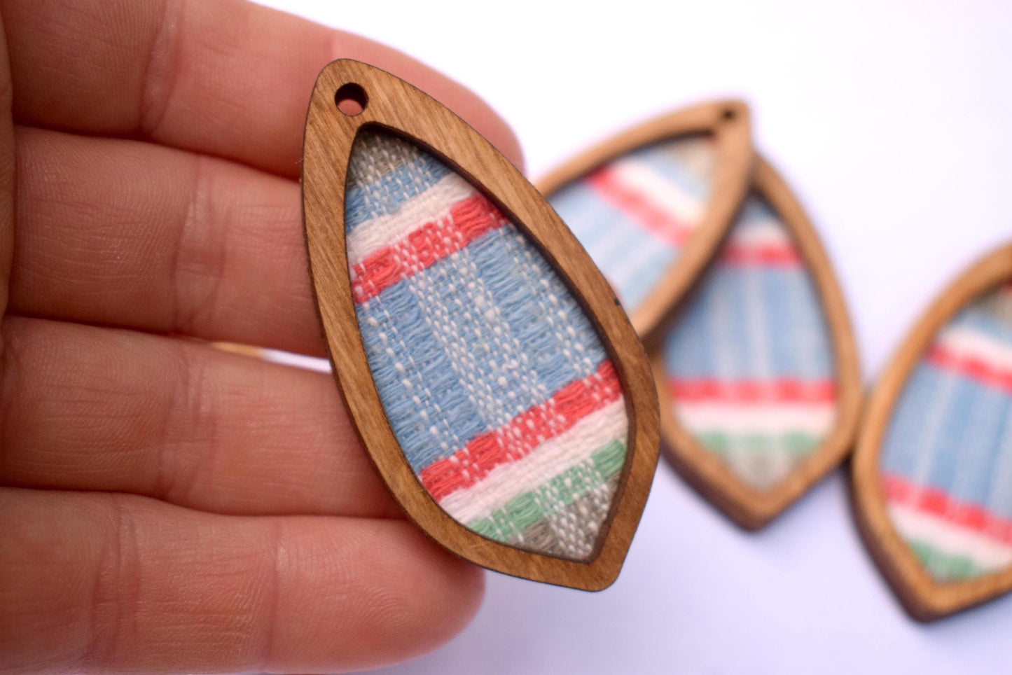 Retro Woven Recycled Fabric Pendant Lot 5 pcs