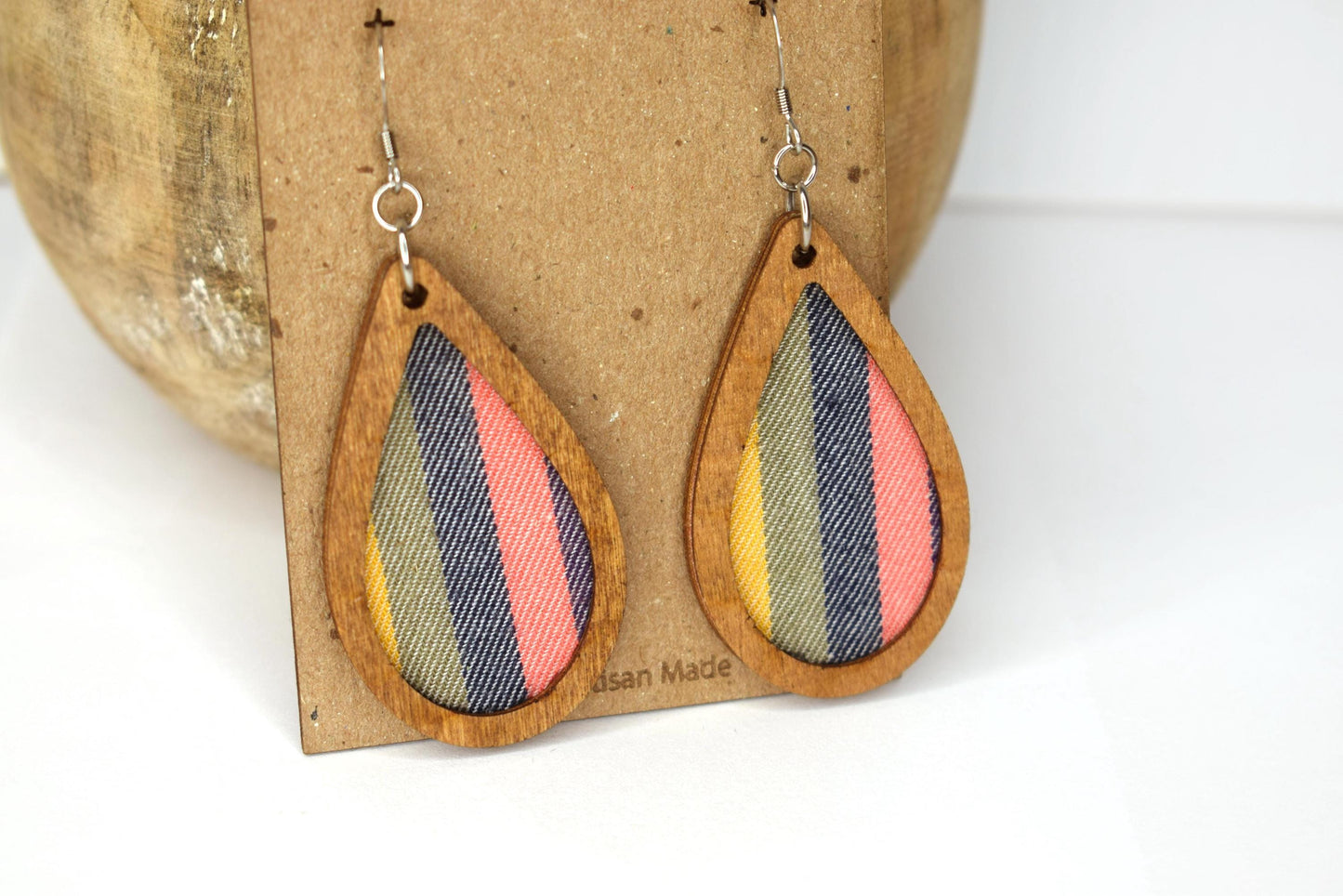 Beachy Stripe Recycled Fabric Earrings