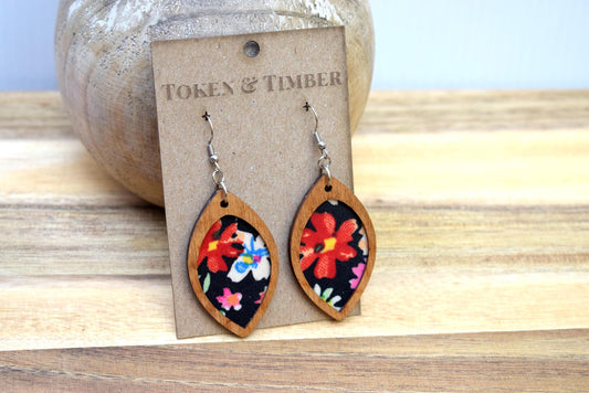 Bold Floral Recycled Fabric Earrings