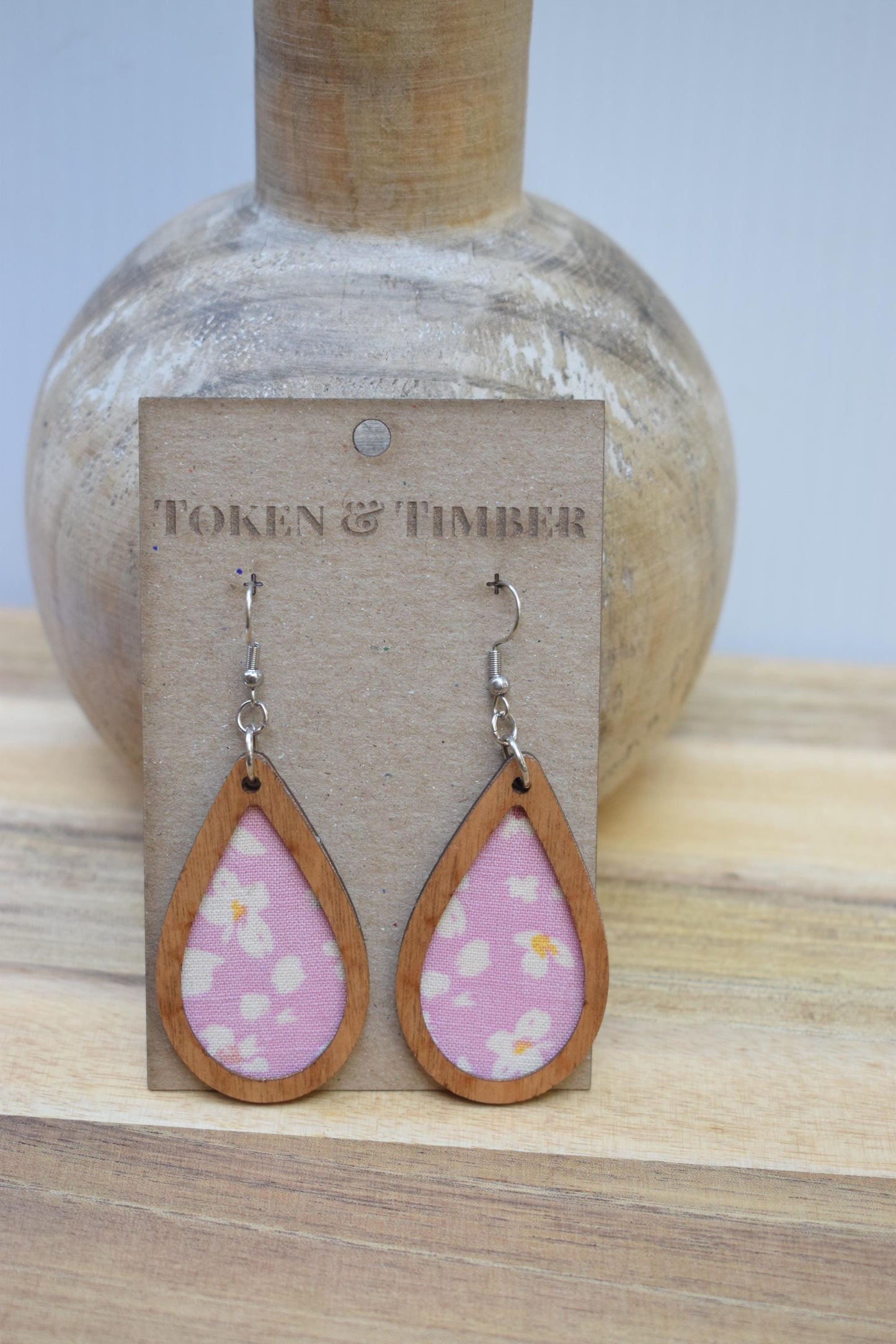 Pretty in Pink Recycled Fabric Earrings
