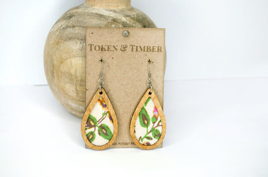 Vintage Branch Recycled Fabric Earrings