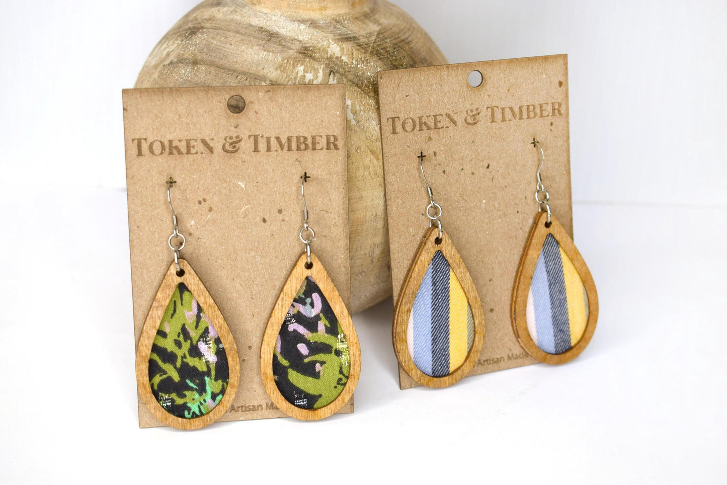 Beachy Stripe Recycled Fabric Earrings