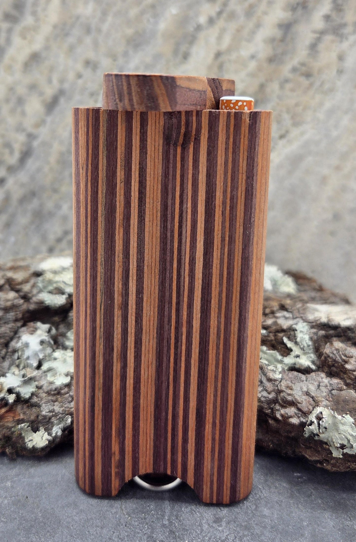 Psychedelic Mushrooms Smiley Face Teak Dugout with One Hitter