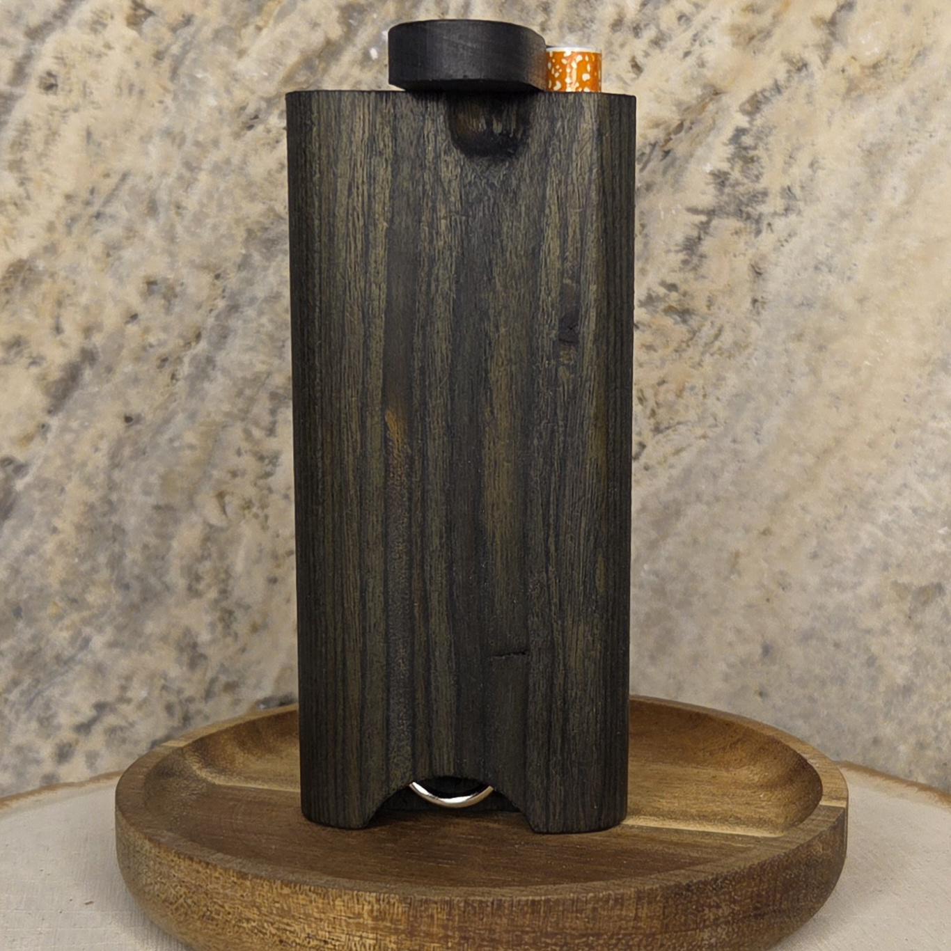 Midnight Blue Over Green Stained Wood Dugout Stash Box with Pick and One Hitter