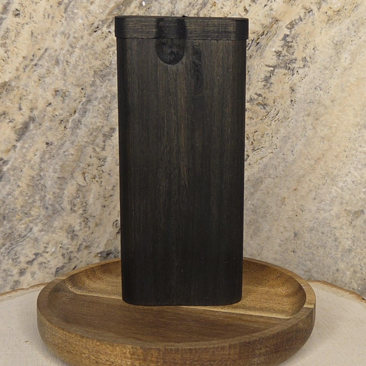 True Black over Green Stained Wood Dugout Stash Box with Pick and One Hitter