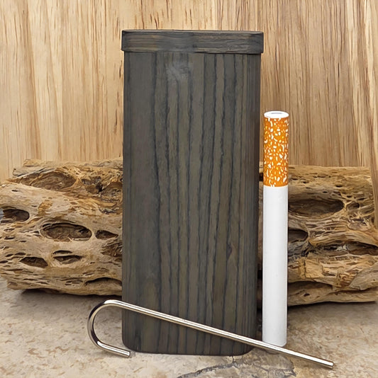 Weathered Gray over Green Stained Wood Dugout Stash Box with Pick and One Hitter