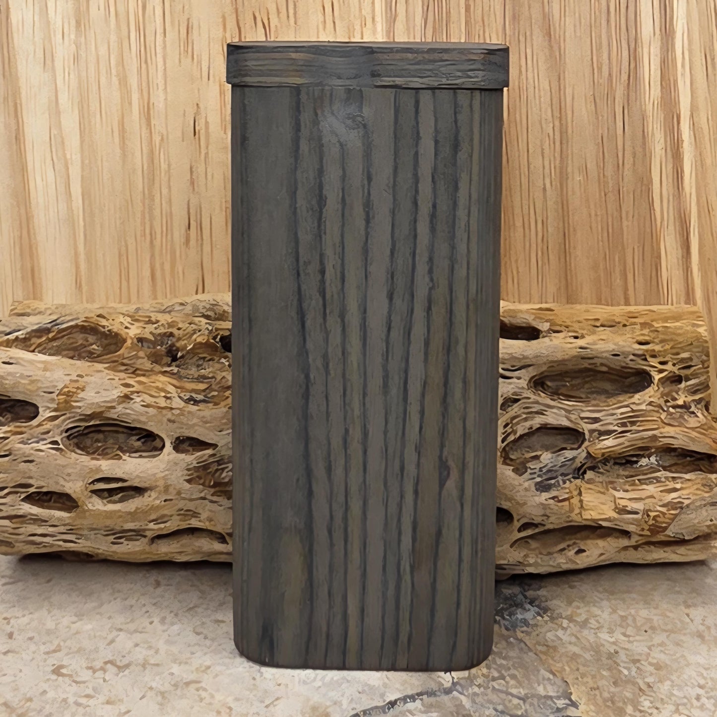 Weathered Gray over Green Stained Wood Dugout Stash Box with Pick and One Hitter