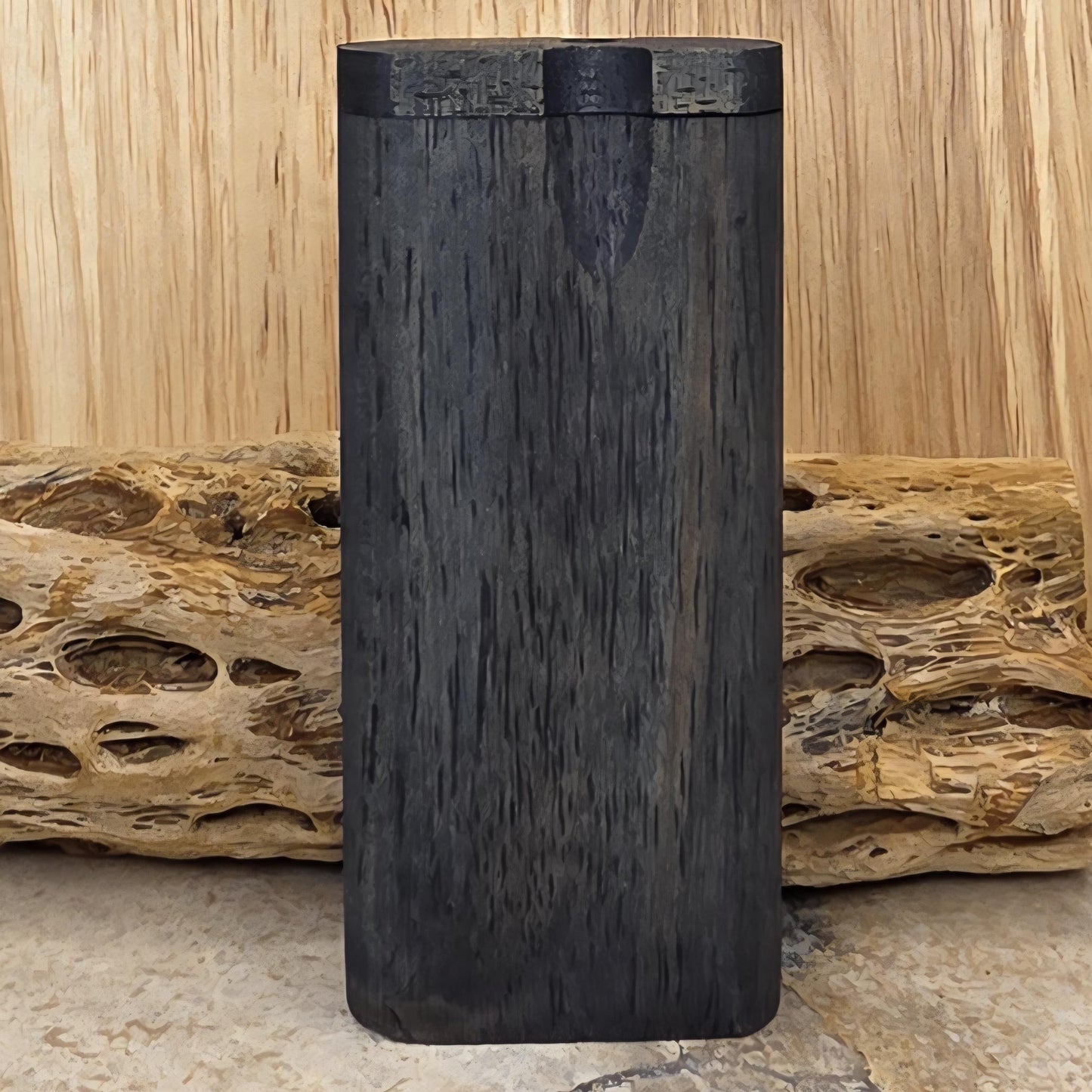 Midnight Blue Stained Wood Dugout Stash Box with Pick and One Hitter