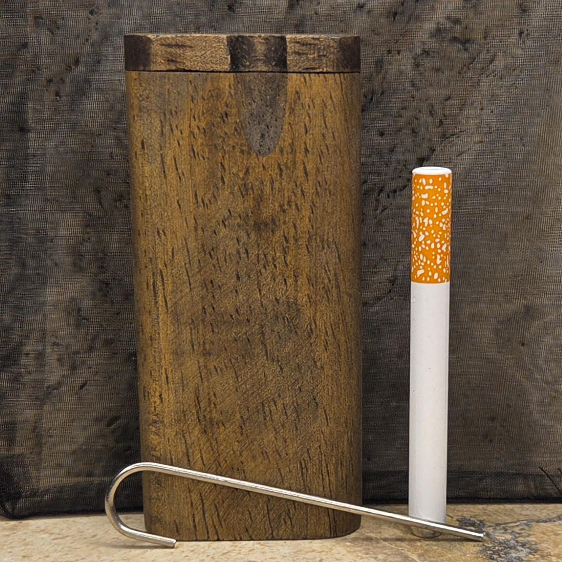 Espresso Stained Wood Dugout Stash Box with Pick and One Hitter
