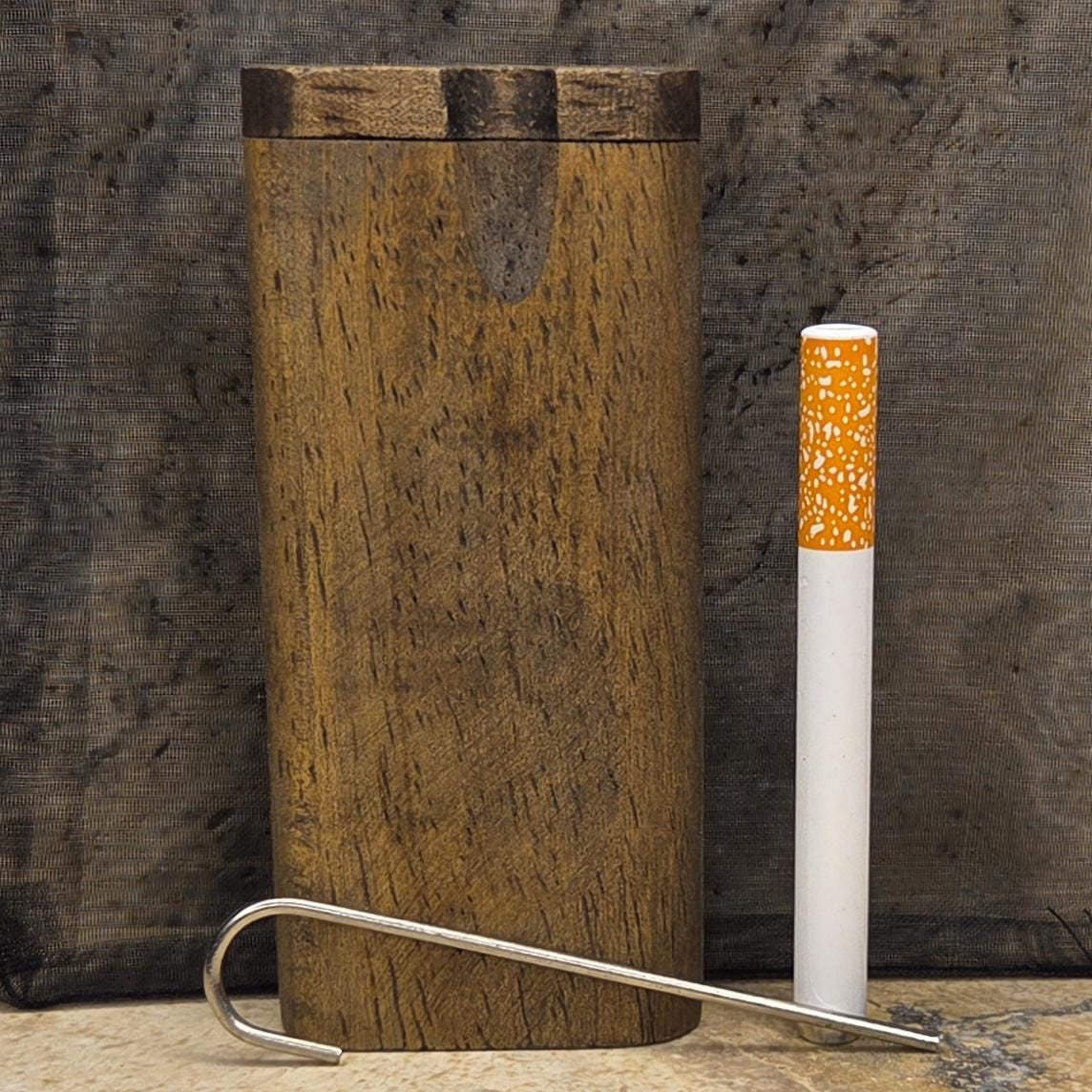 Wood Dugout Stash Box with Pick and One Hitter - Espresso Stained