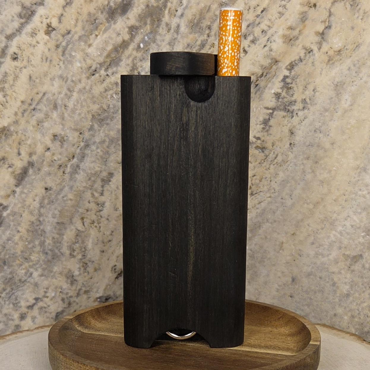 True Black over Green Stained Wood Dugout Stash Box with Pick and One Hitter