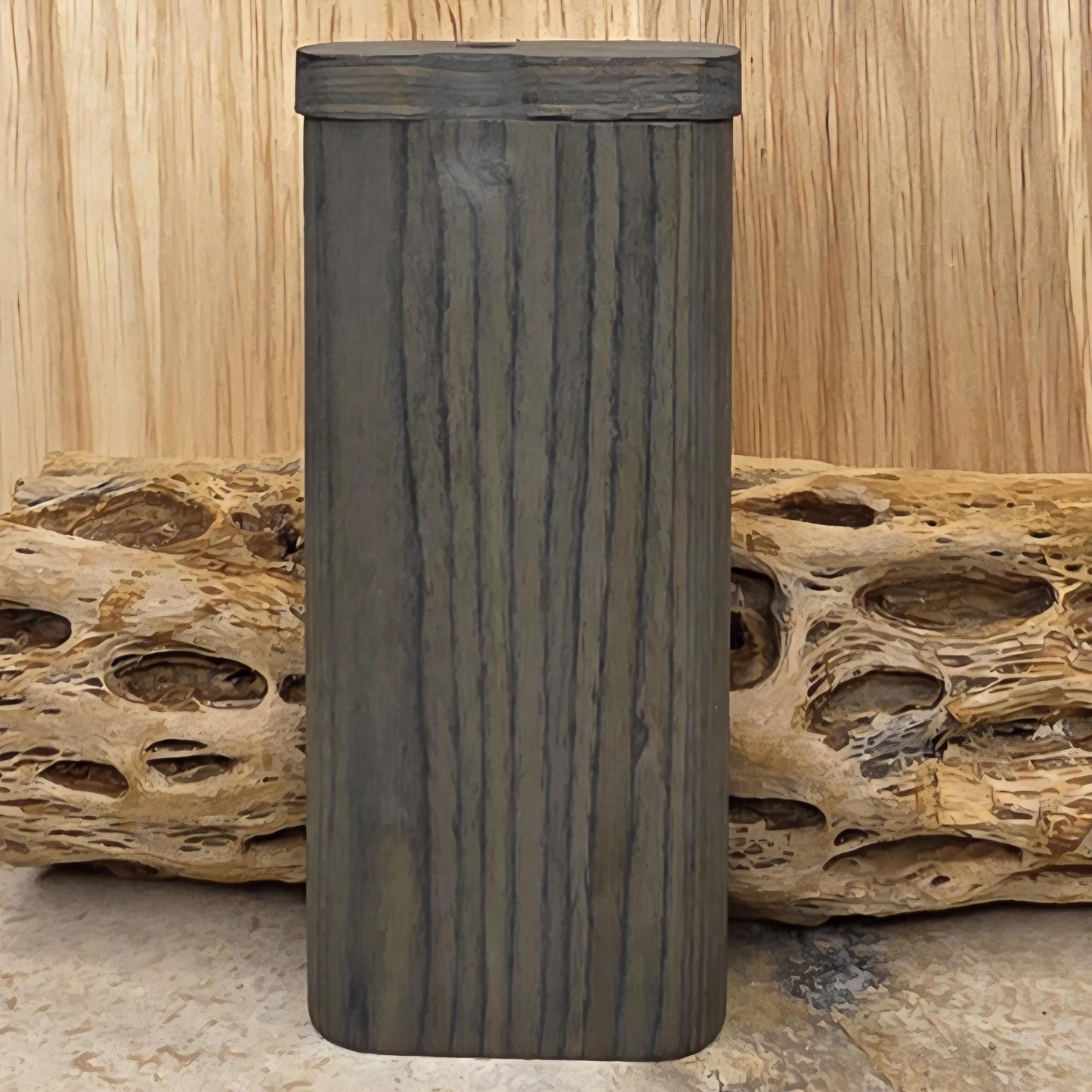 Weathered Gray over Green Stained Wood Dugout Stash Box with Pick and One Hitter