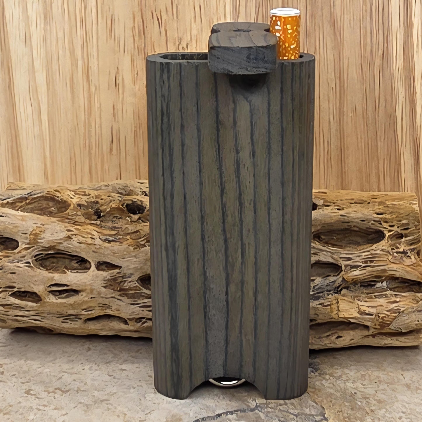 Weathered Gray over Green Stained Wood Dugout Stash Box with Pick and One Hitter