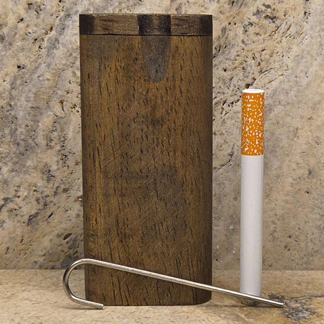 Espresso Stained Wood Dugout Stash Box with Pick and One Hitter