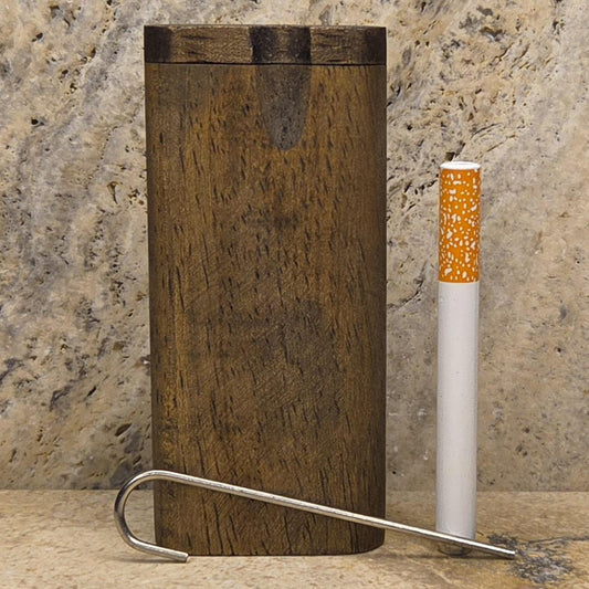 Espresso Stained Wood Dugout Stash Box with Pick and One Hitter