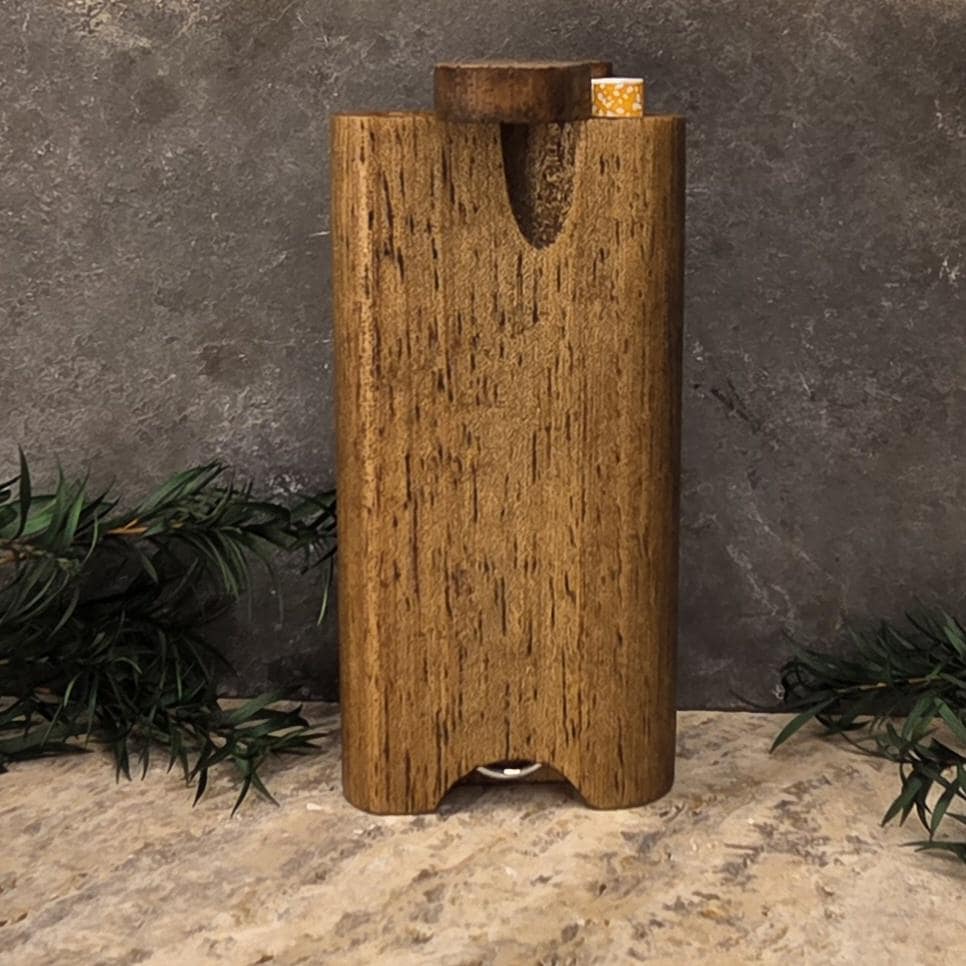 Wood Dugout Stash Box with Pick and One Hitter - Dark Walnut Stained