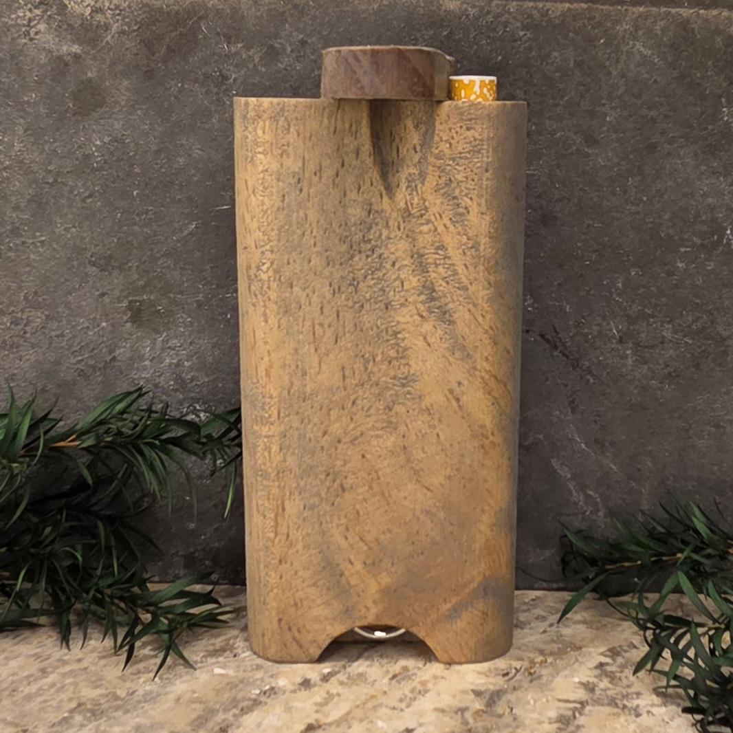 Wood Dugout Stash Box with Pick and One Hitter - Weathered Gray Stained