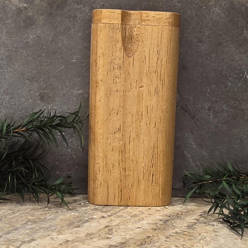 Wood Dugout Stash Box with Pick and One Hitter - Special Walnut Stained