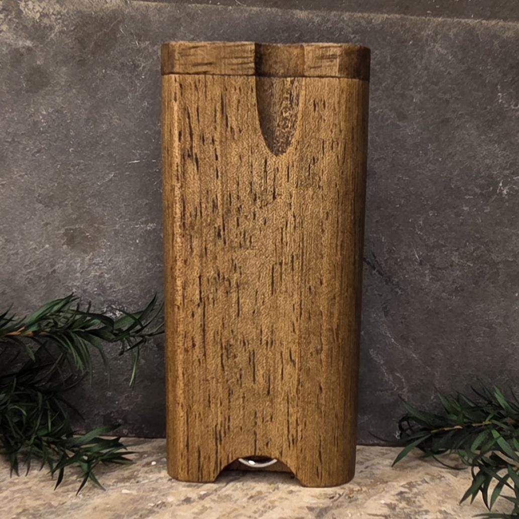 Wood Dugout Stash Box with Pick and One Hitter - Dark Walnut Stained