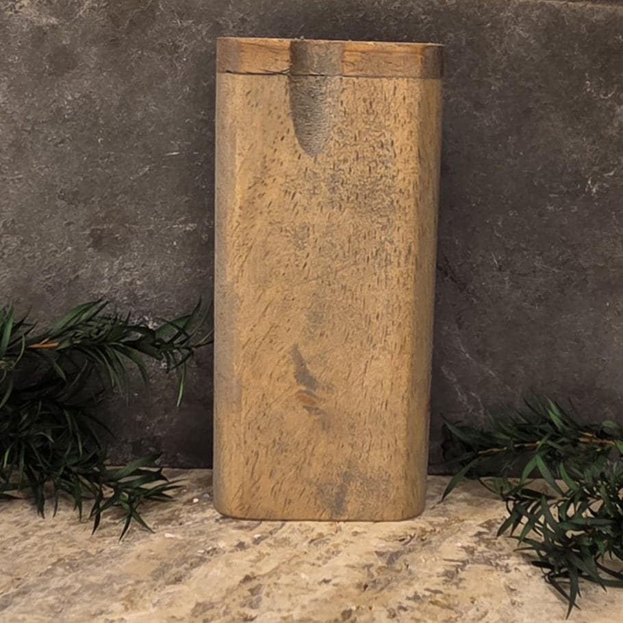 Wood Dugout Stash Box with Pick and One Hitter - Weathered Gray Stained