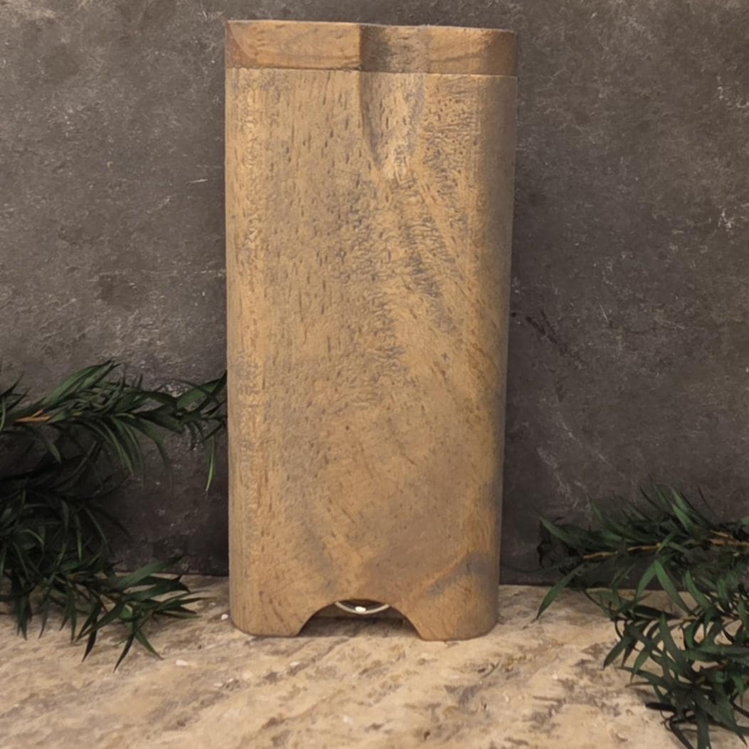 Wood Dugout Stash Box with Pick and One Hitter - Weathered Gray Stained