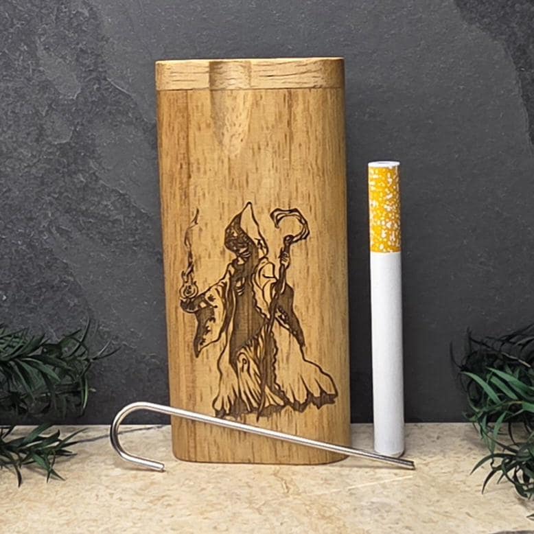 Wood Dugout Stash Box with Pick and One Hitter