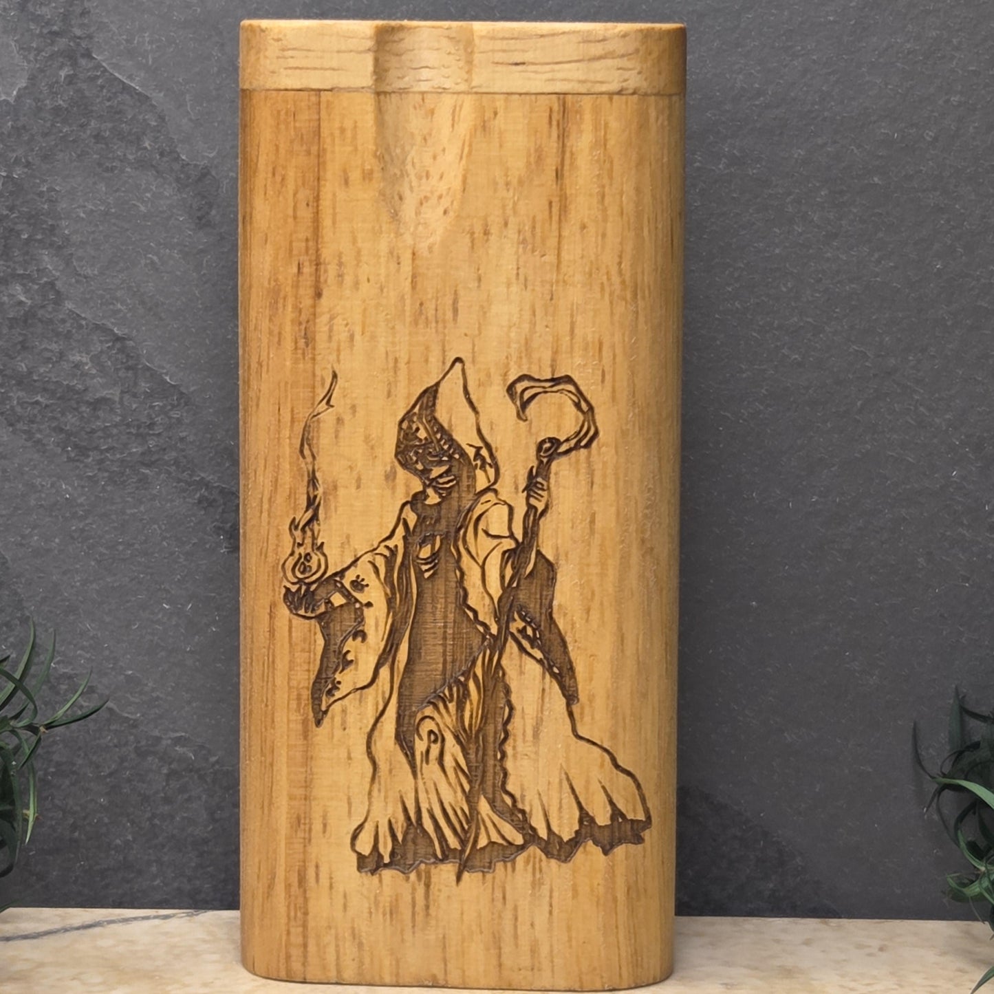 Wood Dugout Stash Box with Pick and One Hitter
