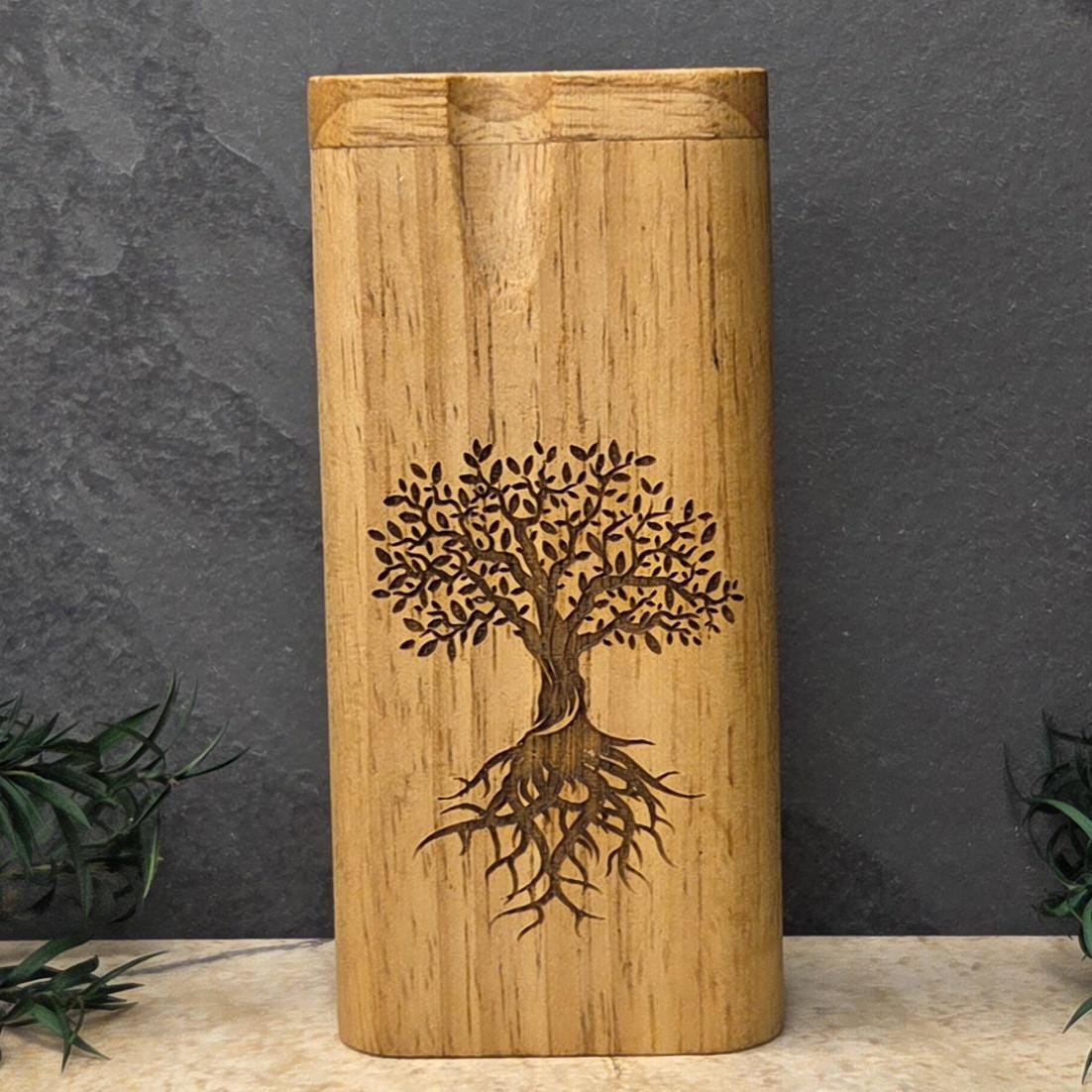 Wood Dugout Stash Box with Pick and One Hitter - Tree