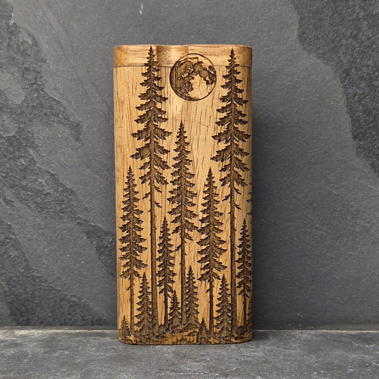 Wood Dugout Stash Box with Pick and One Hitter - Forest
