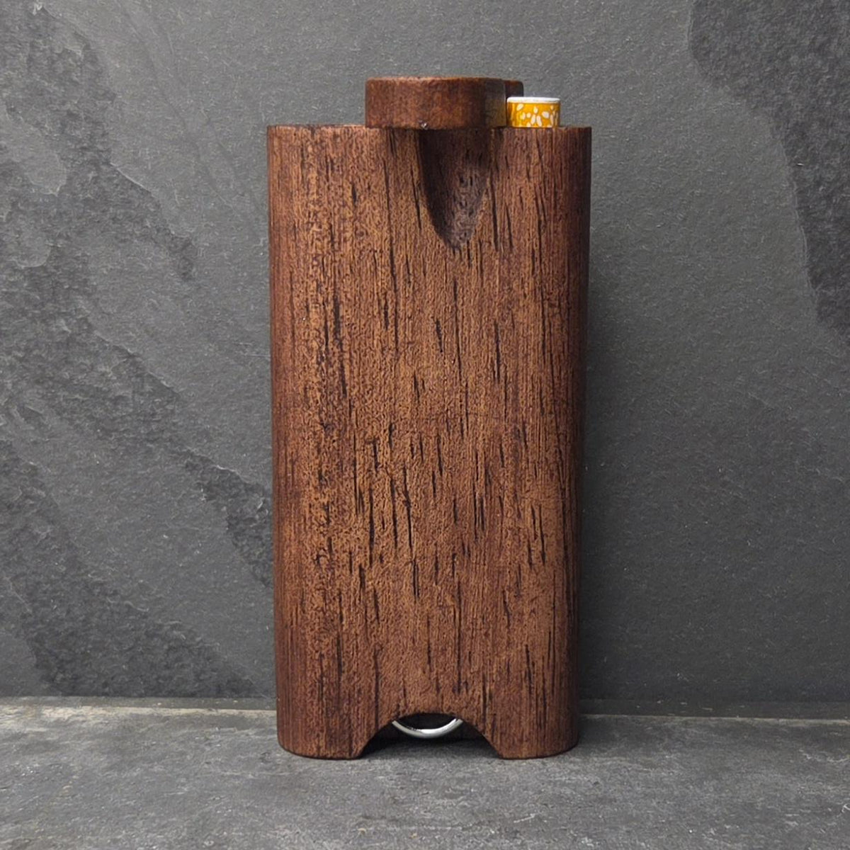 Wood Dugout Stash Box with Pick and One Hitter - Black Cherry Stained