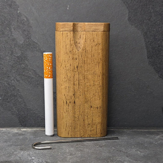 Wood Dugout Stash Box with Pick and One Hitter - Early American Stained