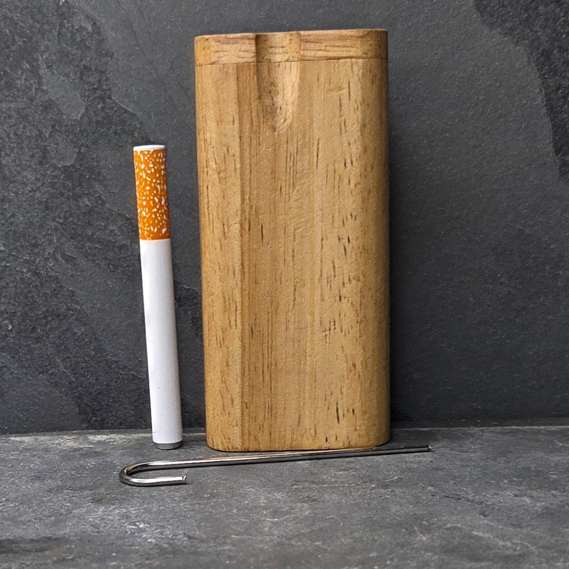 Wood Dugout Stash Box with Pick and One Hitter - Cherry Stained