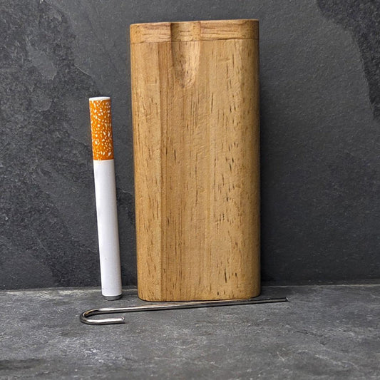 Wood Dugout Stash Box with Pick and One Hitter - Cherry Stained