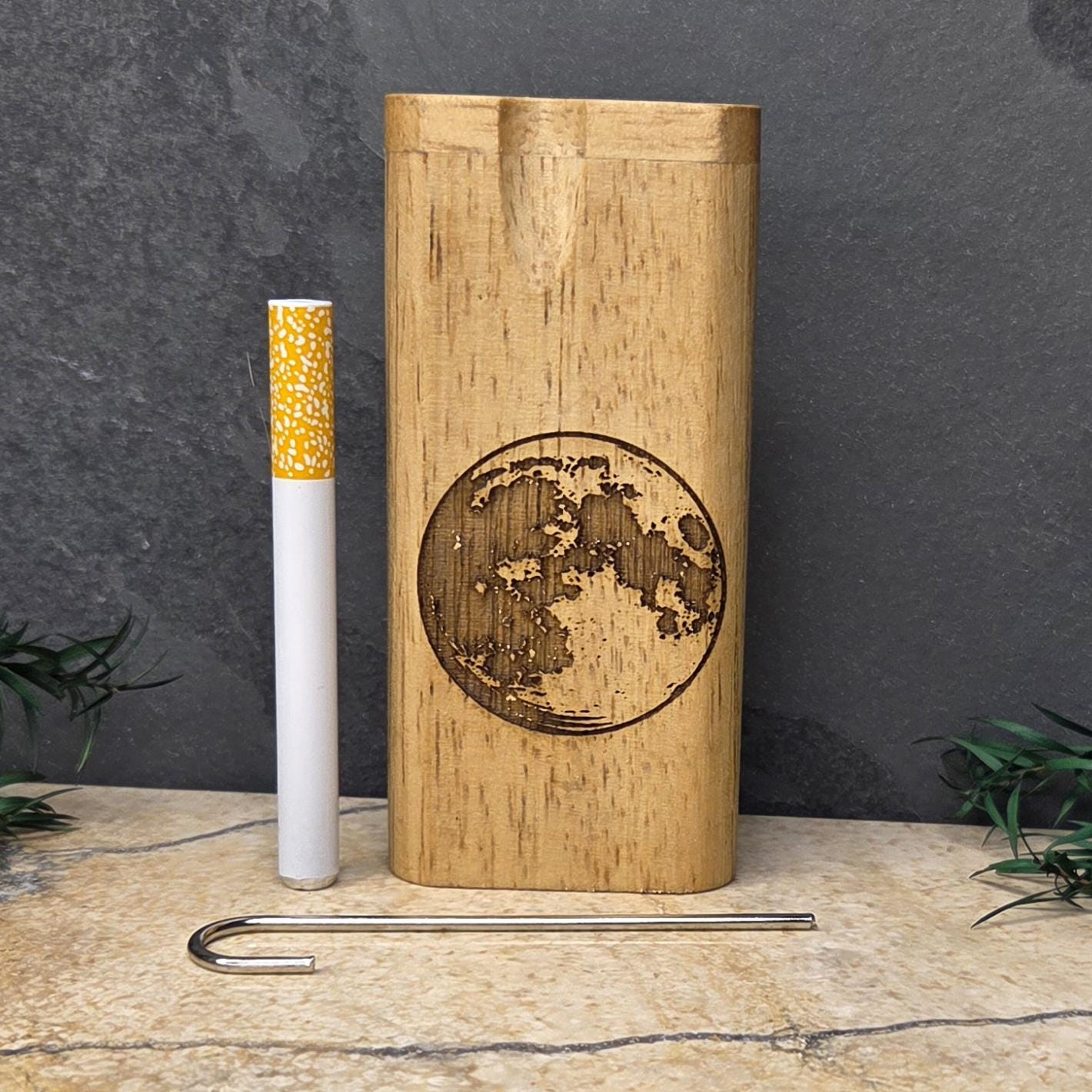 Wood Dugout Stash Box with Pick and One Hitter - Full Moon