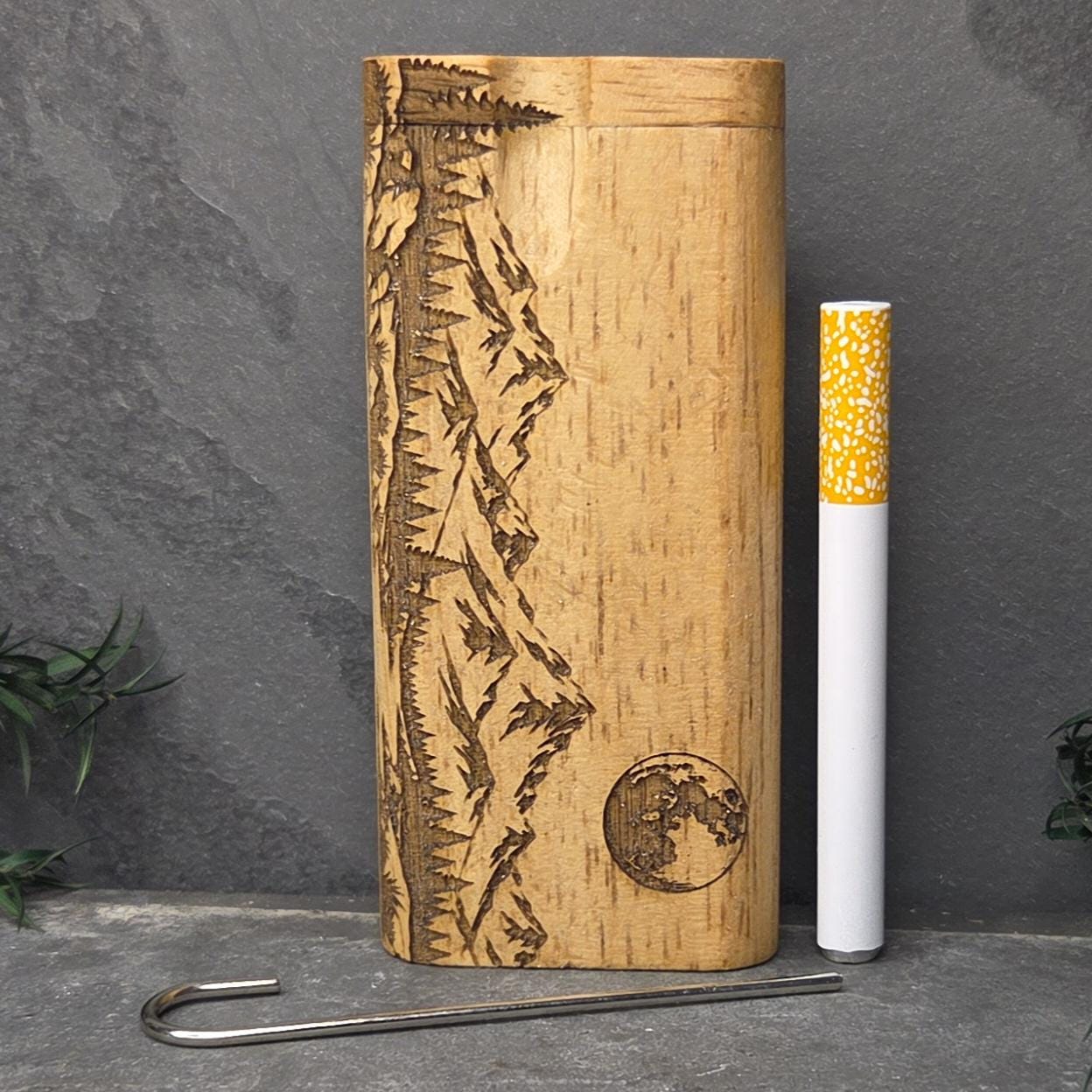 Wood Dugout Stash Box with Pick and One Hitter - Mountain