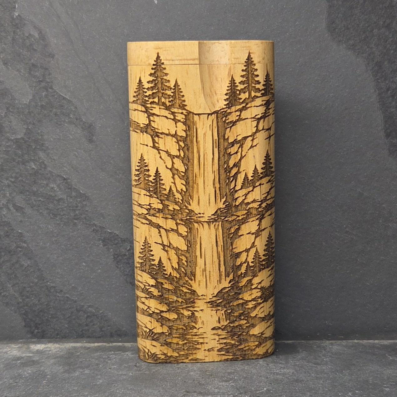 Wood Dugout Stash Box with Pick and One Hitter - Waterfall