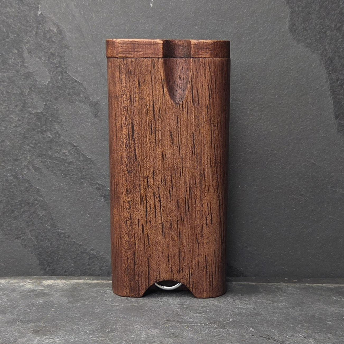Wood Dugout Stash Box with Pick and One Hitter - Black Cherry Stained